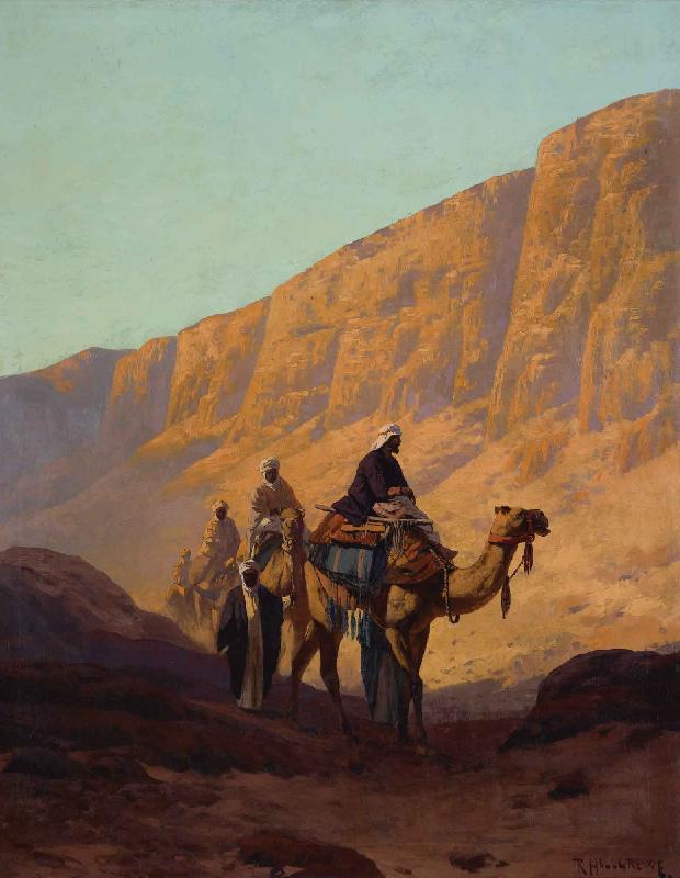 Rudolf Wiegmann Caravan passing through a wadi oil painting image